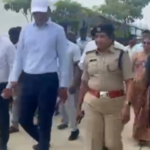 Siddipet Collector Manu Chaudhary, with Police Commissioner Anuradha, inspects Markook Police Station facilities and encourages officers' fitness.