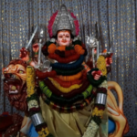 During the Devi Sharannavarathri festival, the Hanuman Temple in Shastri Nagar adorned Goddess Lalitha Parameshwari with colorful decorations, and women conducted Kumkumarchana rituals, praying for the well-being of their families.