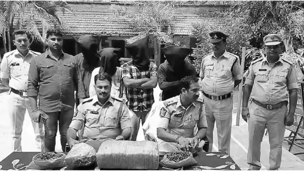 Police arrested four individuals in Kovur for illegal ganja sales, seizing 10 kg of the substance worth approximately three lakhs.