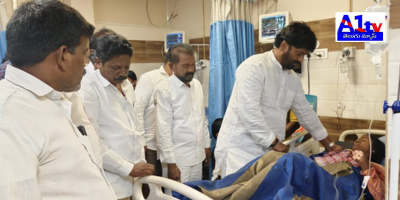 MLA Raj Thakur visited daily wage laborers injured in a tractor-trailer accident at Mamata Hospital, Godavarikhani.