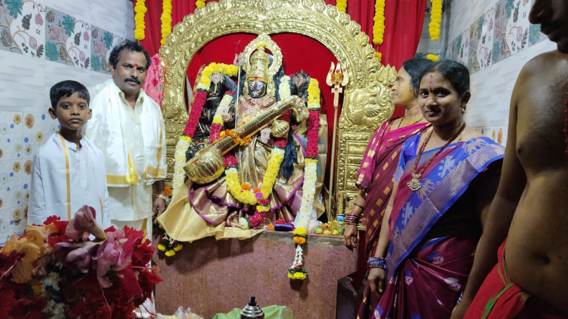 Presentation of Silver Veena and Crown to Goddess