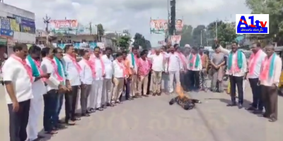 In Kamareddy, BRS party leaders burned an effigy demanding immediate financial support for farmers under the Raitu Bharosa scheme, criticizing the Congress government.