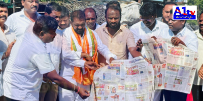 Congress leaders in Godavarikhani protested against the media by burning the Namaste Telangana newspaper, accusing it of biased reporting against their MLA Raj Tagore.