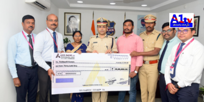 The Commissioner of Police, Warangal, handed over a ₹30 lakh insurance cheque to the family of deceased Home Guard Sudhakar, who died in a road accident