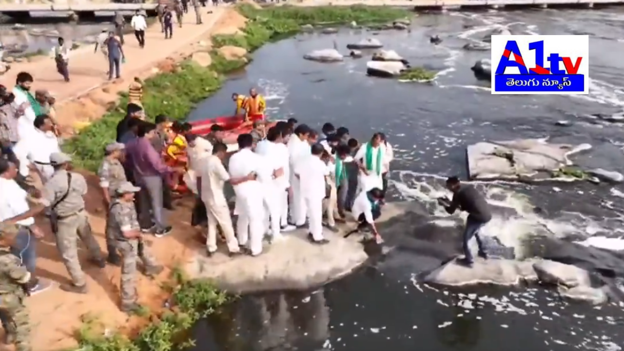 Telangana CM Revanth Reddy launched the Musi River Revival Yatra from Sangem village. Before starting, he personally inspected the river water. The yatra is supported by Congress workers and farmers.