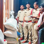 In a raid led by Narsampet CI D. Ramanamurthy, around 25 quintals of PDS rice were seized from a secret storage in the town.