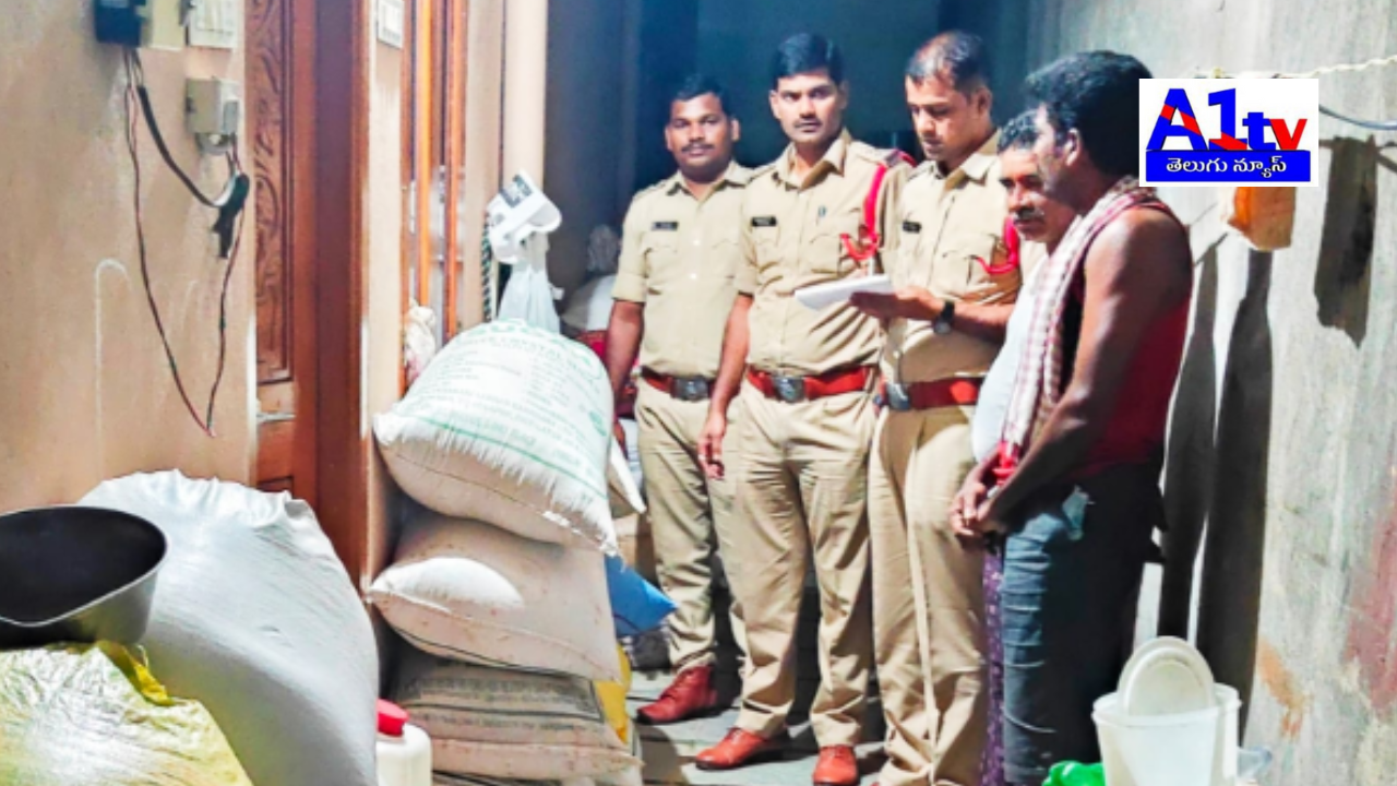 In a raid led by Narsampet CI D. Ramanamurthy, around 25 quintals of PDS rice were seized from a secret storage in the town.