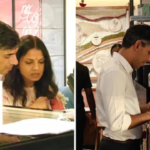 బ్రిటన్ మాజీ ప్రధాని రిషి సునక్ మరియు అక్షతా మూర్తి బెంగళూరు పర్యటన Former UK Prime Minister Rishi Sunak and his wife Akshata Murthy visited Bangalore, where they were spotted at a local coffee shop. They also offered special prayers at the Raghavendra Swami Matha in Jayanagar.