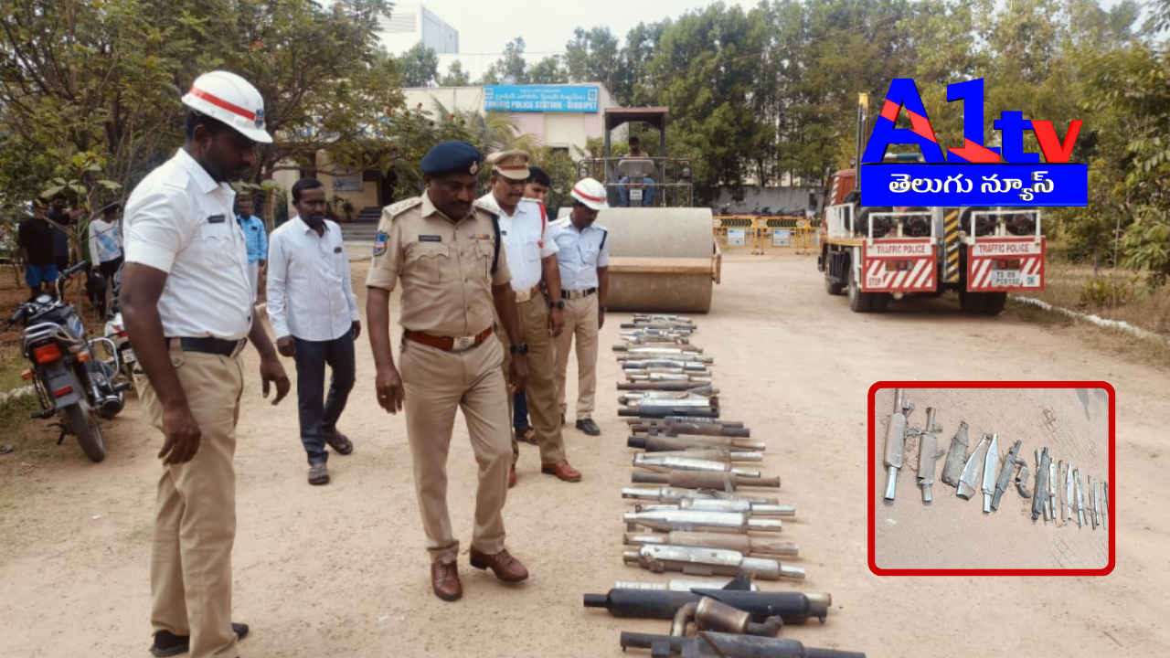 Siddipet traffic police destroyed 53 silencers with a road roller, taking strict action against vehicles causing noise pollution. Legal action will follow.
