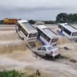 Heavy rains in Tamil Nadu due to 'Fungal' cyclone causing floods and sweeping vehicles away; disrupted traffic in many regions.
