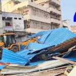 మిర్యాలగూడలో అక్రమ నిర్మాణం కూల్చివేత Authorities demolished an illegal structure on Sagar Road, Miryalaguda, citing it as Gram Kantham land without necessary permits.