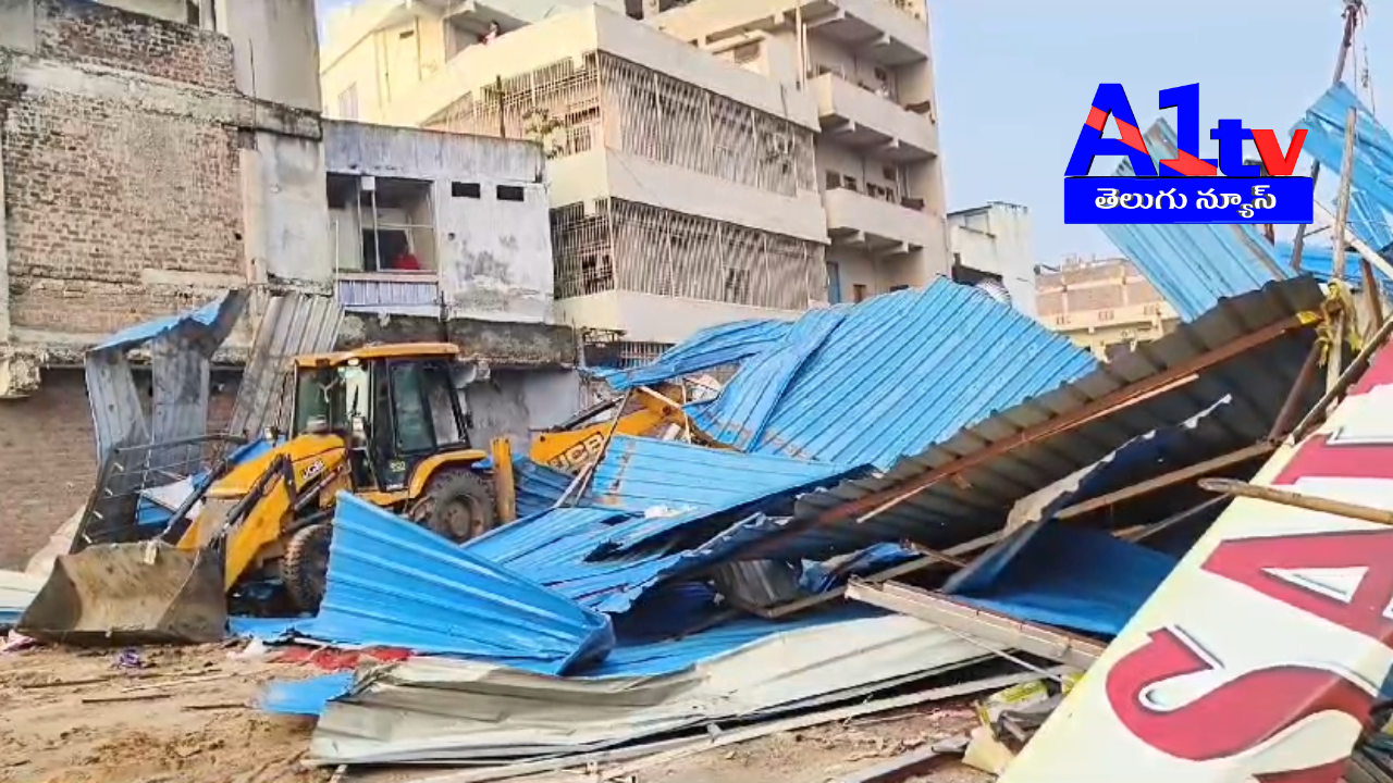 Authorities demolished an illegal structure on Sagar Road, Miryalaguda, citing it as Gram Kantham land without necessary permits.