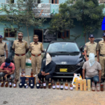 Excise team seizes ₹15 lakh worth duty-free liquor in Shamshabad. Involves constables and home guards using passenger identities for resale.