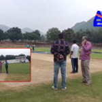Secretary Sitaramaraju inspects cricket pitch for Vijay Hazare Trophy. He urges cooperation from selectors and officials for the event on 21st December 2024.