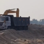 Illegal sand mining is happening in Kollipara mandal, violating norms. Heavy machinery is used, and sand is transported via heavy tippers.