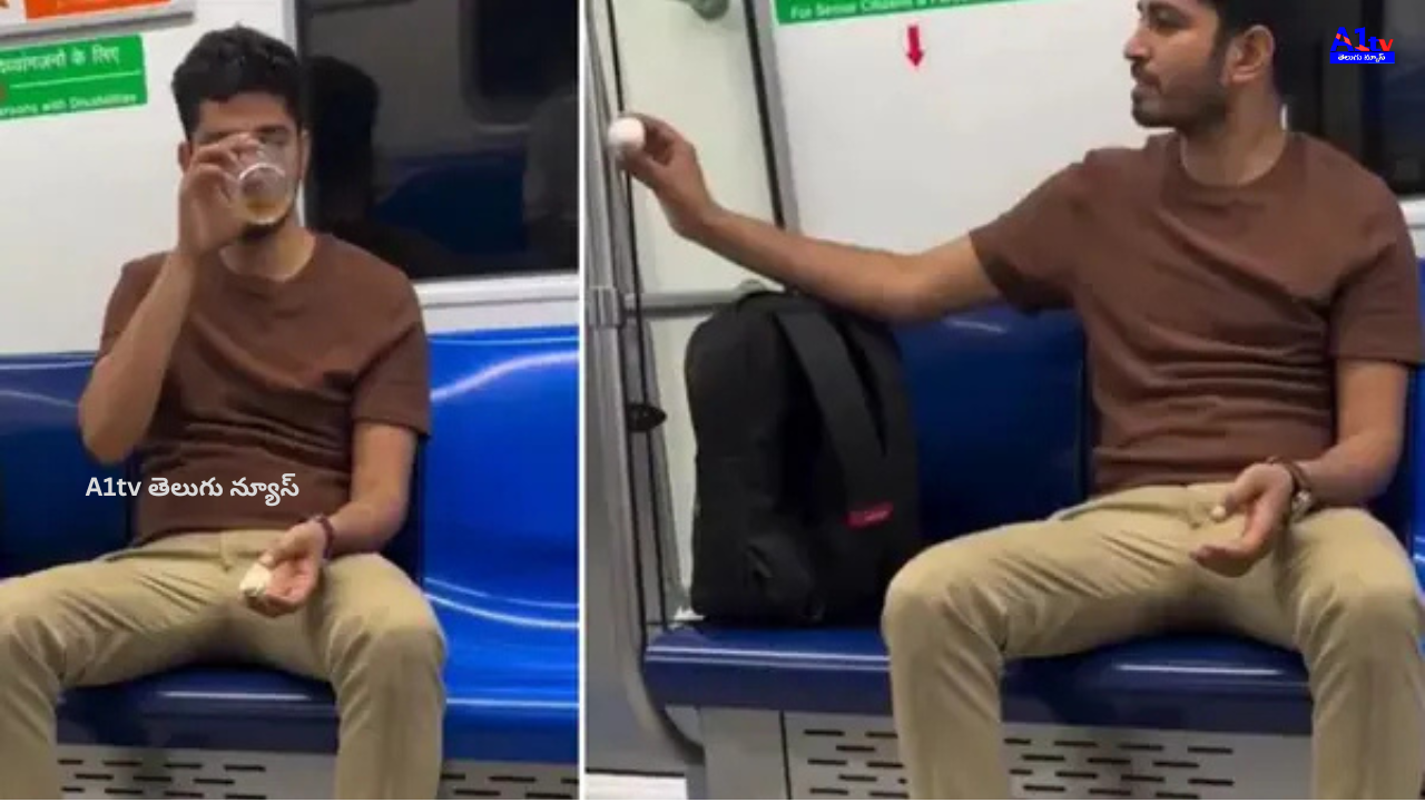 A video of a man drinking alcohol and eating eggs inside Delhi Metro goes viral. Netizens demand strict action against such behavior.