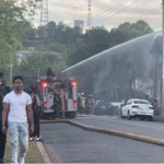 Ten Telugu students survived a fire in Birmingham, USA; two were injured and are currently under treatment in the ICU.