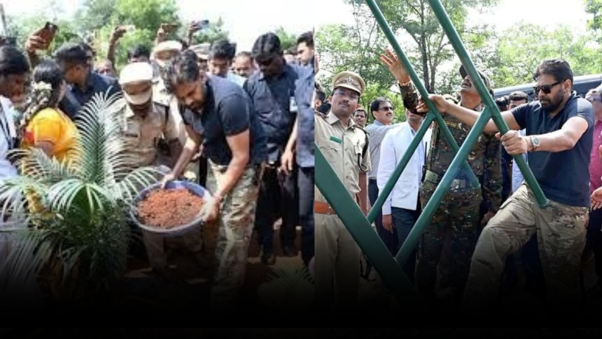 Deputy CM Pawan Kalyan visiting Mamanduru forest area in Tirupati district
