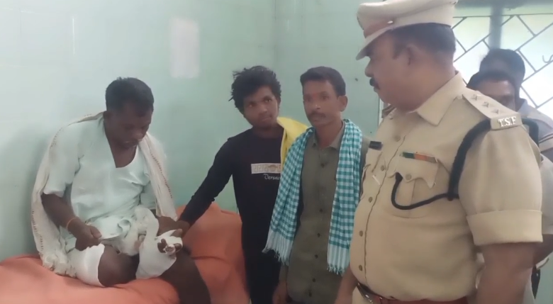 Soneravu from Adavisarangapur village was severely injured in a bear attack while tending to his crops. He was rushed to the hospital for treatment.