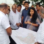 Collector Vijay Krishnan inspected sports facilities in Dibba Palem during his visit. Local leaders urged for timely completion of development projects.