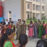 Collector Abhilash Abhinav celebrated Bathukamma with women and officials. He extended festival wishes to all and participated in traditional Bathukamma dances.