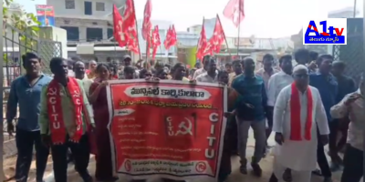 Municipal workers in Dharamavaram staged a protest demanding increased labor numbers, job allocations for deceased workers' families, and resolution of various issues regarding their employment and wages.
