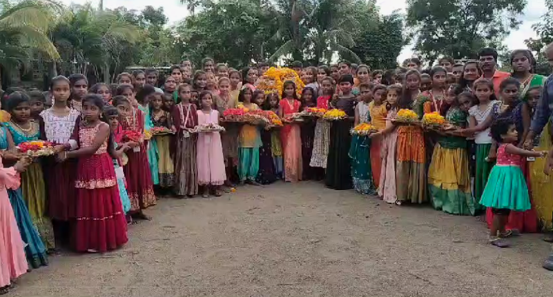 Vagdevi School in Tanur hosted colorful Bathukamma festivities, where students decorated vibrant floral arrangements and celebrated with traditional songs and dances.