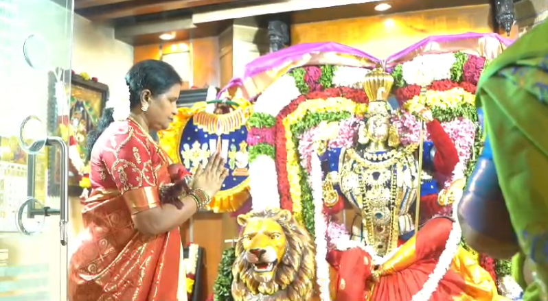 Minister Ponguru Narayana's wife Ramadevi organized a grand Durga Puja, attended by over 400 women. Rituals, traditional prayers, and a feast marked the occasion.