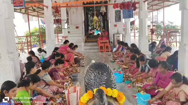 Kunkumarchana ceremonies were held on the second day of Navaratri at Sri Renuka Mata Temple in Kamareddy, attended by numerous devotees and temple committee members.