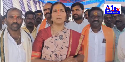 Former MLA Padma Devender Reddy prayed for the welfare of farmers and the happiness of the people during a temple inauguration in Bagirthi Palli