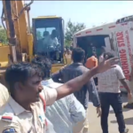 A private bus overturned near Yashwanthpur on Warangal highway due to a tire burst, injuring two seriously and 23 others with minor injuries.