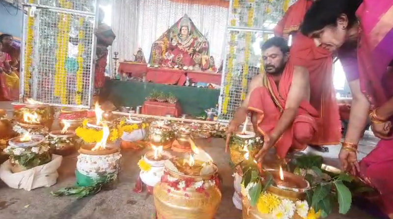 During the Sharannavaratrulu festivities, devotees in Nirmal presented Bonalu to Durga Mata with traditional music, dance, and offerings, expressing their joy and gratitude for her blessings.