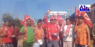 CPI(M) party organized a protest for better road conditions, demanding immediate action from authorities to fill potholes and improve travel safety.
