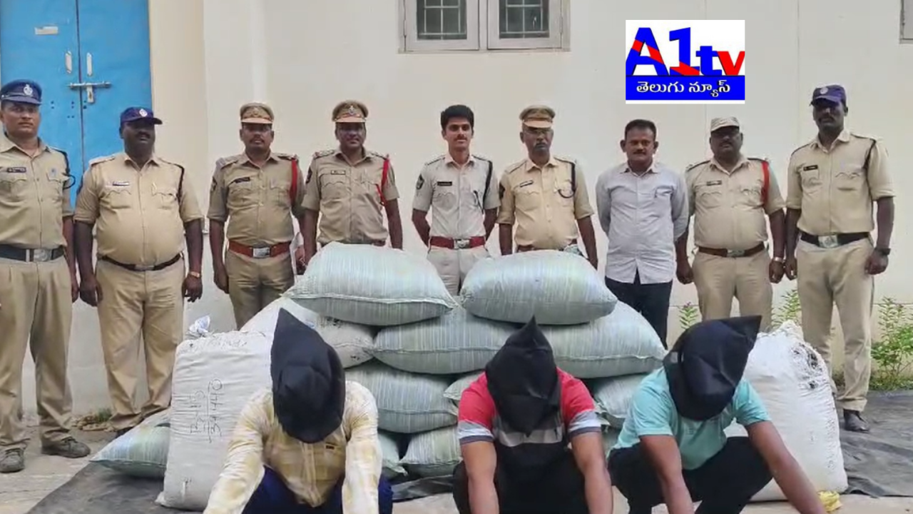 Police in Srikakulam district seized 563 kg of ganja during a vehicle check. Three people and the vehicle have been taken into custody.