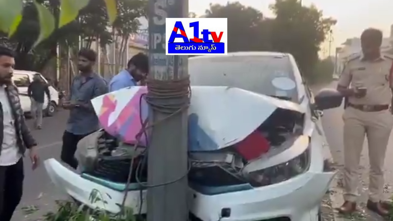 A car caused havoc in Banjara Hills by crashing into a divider. The driver fled the scene, and police are investigating the incident involving a software company vehicle.