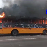 A college bus in Bapatla caught fire due to a short circuit. All 30 students safely evacuated. The incident occurred en route to exams in Guntur.