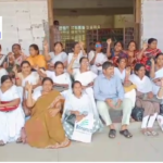 ANMs demand regularization, equal pay, and better benefits, protesting in front of the DMHO office for fulfilling their long-standing promises.