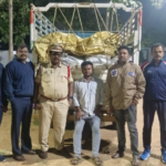 Task Force seized 28 quintals of illegal PDS rice and a Bolero vehicle near Sundilla Barrage; three suspects identified, one absconding.