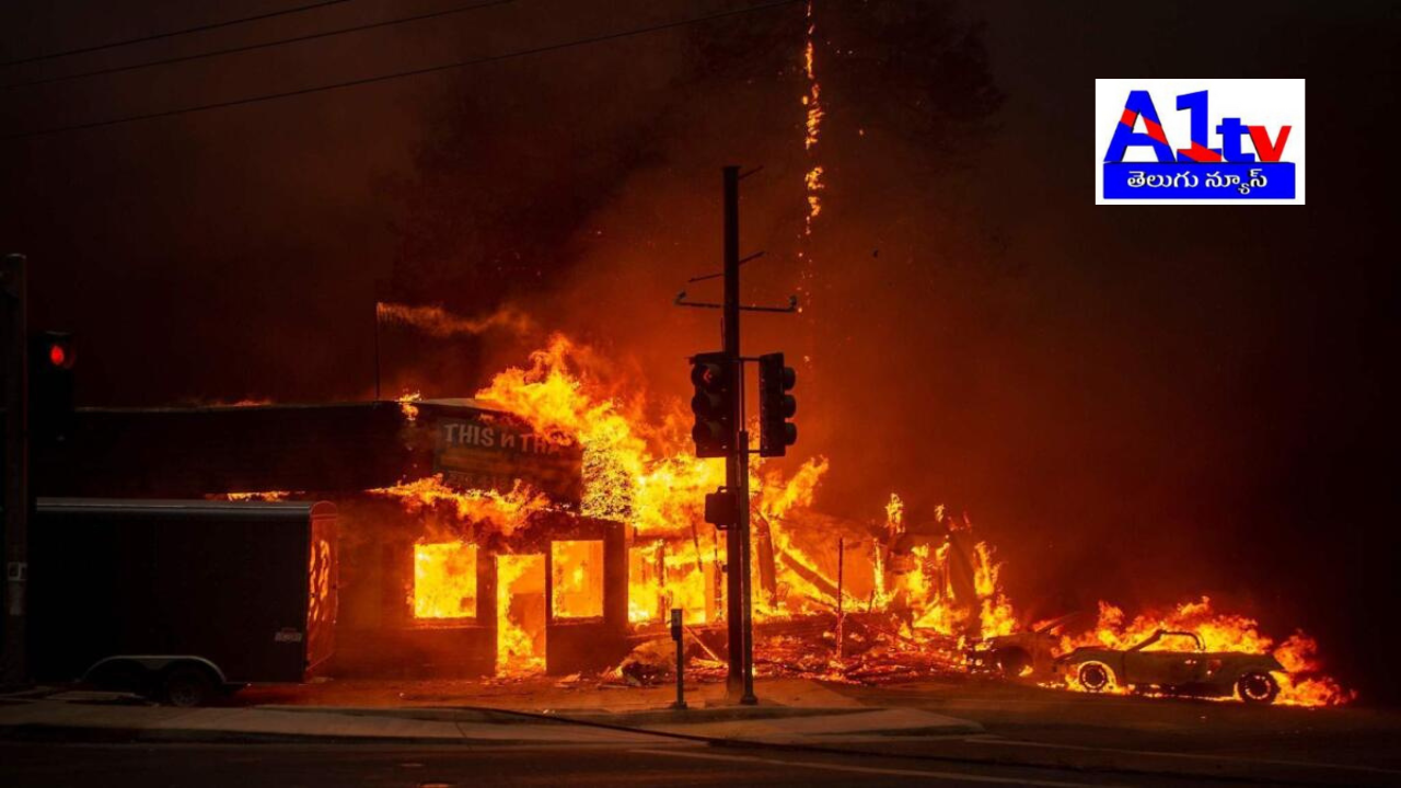 A wildfire broke out near Los Angeles, California, spreading rapidly due to high winds. Thousands of residents are being evacuated, and power outages have occurred. Firefighters are battling to control the blaze with helicopters.