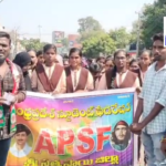 A rally was organized in Dharmavaram town by the Andhra Pradesh Student Federation demanding the release of pending hostel charges for SC, BC, ST, and minority students.