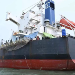 Officials inspected the seized ship at Kakinada Port, collecting ration rice samples. Report to be submitted to the district collector.