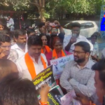 BJP leaders protest at GHMC Zonal Office over fund misallocation, demanding equitable development for LB Nagar constituency divisions.