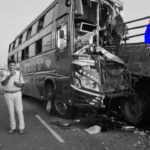 An SLN Travels bus collided with a stationary lorry in Rompicherla, killing a woman and injuring 10 others. Victims were rushed to Narasaraopet Hospital.