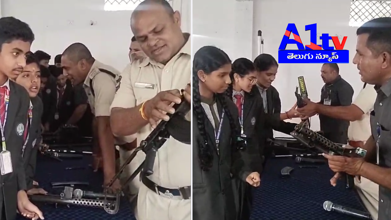 An open house event was held at Winner School in Nirmal, educating students on police weapons, bomb disposal, and emergency services like Dial 100.