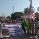 SP T. Srinivasa Rao emphasized road safety, urging bikers to wear helmets and follow traffic rules during a rally in Krishna Veni Chowk.