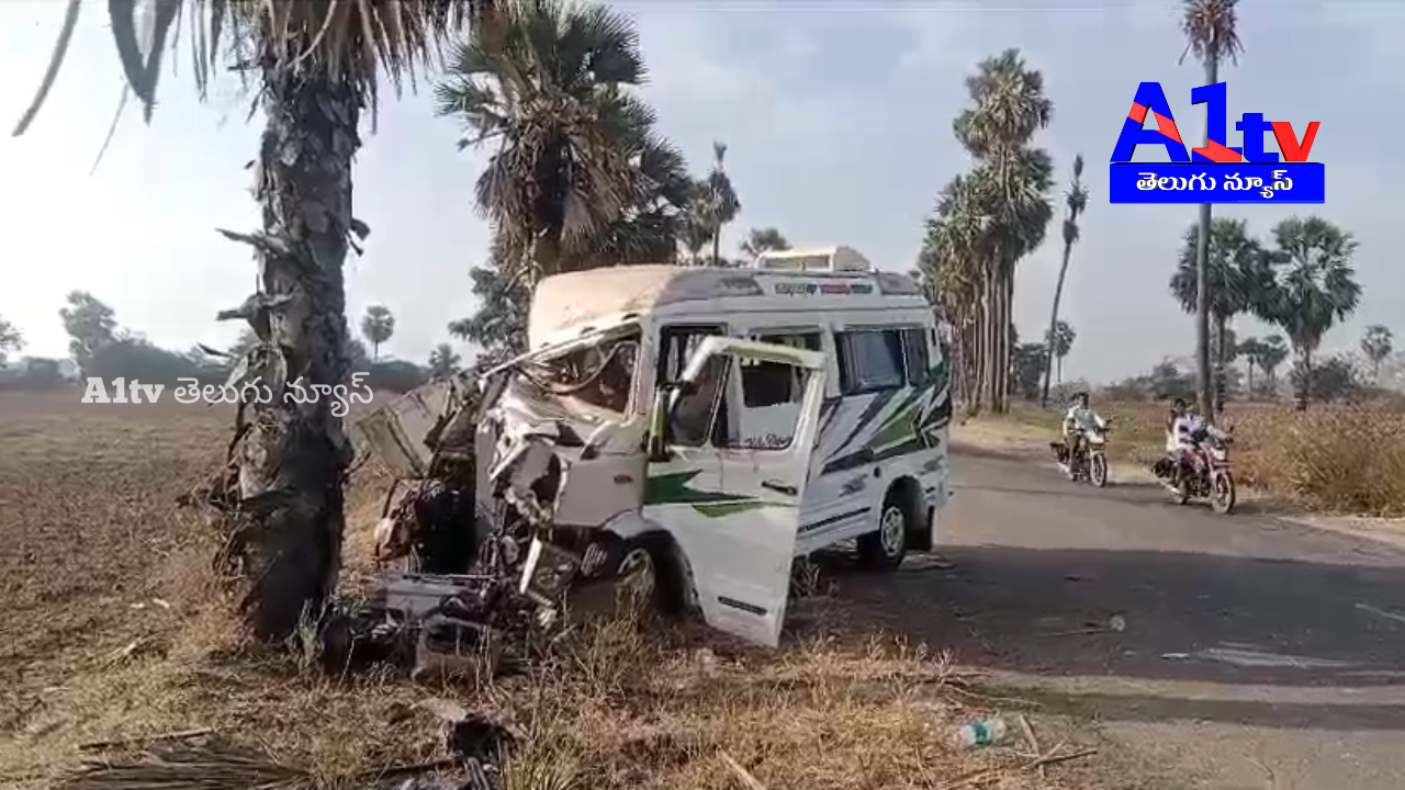 A bus carrying devotees to Mantralayam met with an accident near Adoni. Several injured, and the driver is in critical condition.