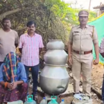 Excise officials raided illicit liquor production in Chintalapudi, destroying 200 liters of jaggery wash and seizing 40 liters of liquor.