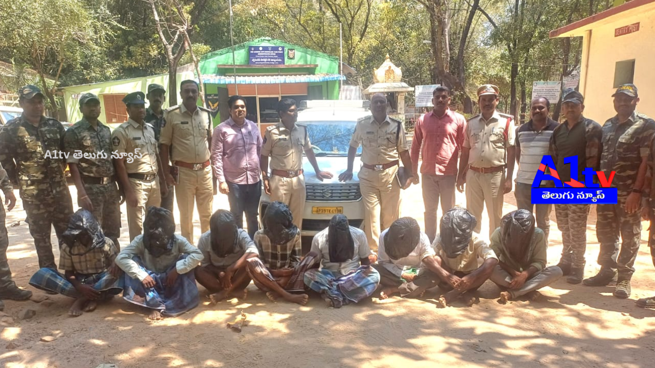 Task Force arrested 8 intruders in Srikalahasti forest area, seizing axes and a vehicle used for illegal activities.