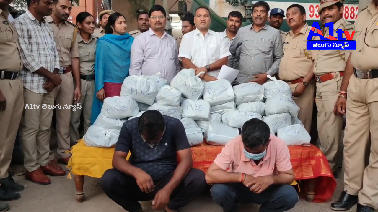 200 kg of ganja seized in a septic tanker in Tellapur. Two smugglers arrested while transporting drugs worth ₹2 crores.