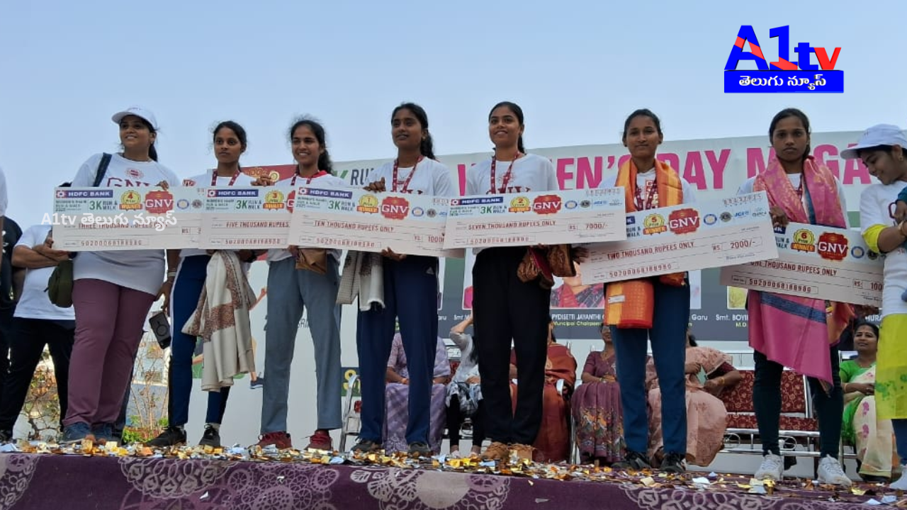 A 3K run & walk was held in Srikakulam for Women’s Day, with Swathi Shankar inspiring women on empowerment and achievements.